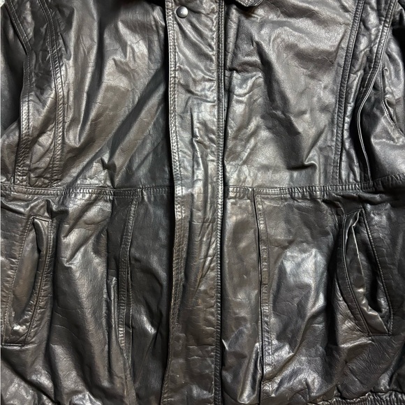 Vintage Boulevard Club Black Zip-up Leather Jacket Large - Picture 4 of 4